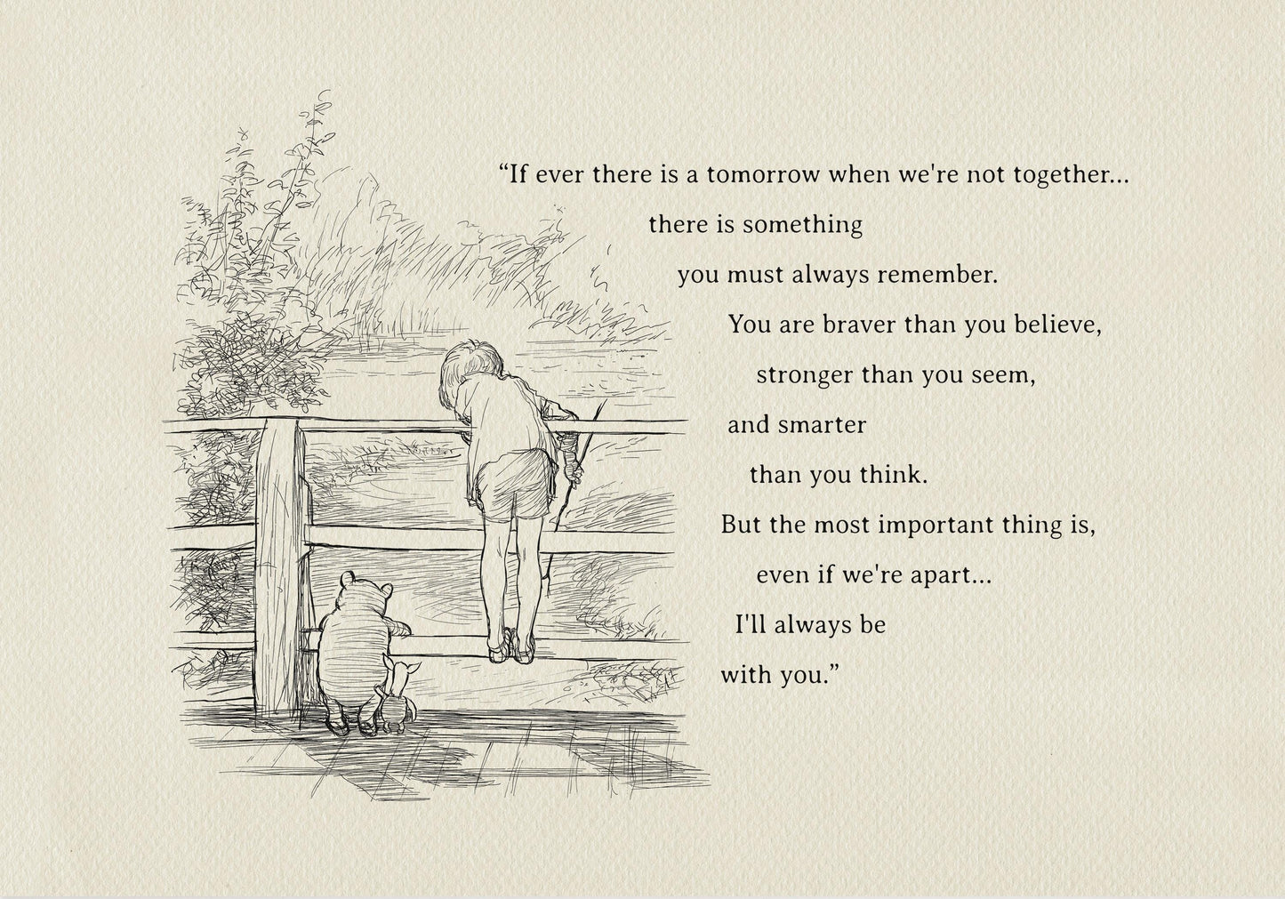 39 Winnie the Pooh Quote Print:  Vintage Style Horizontal Illustration