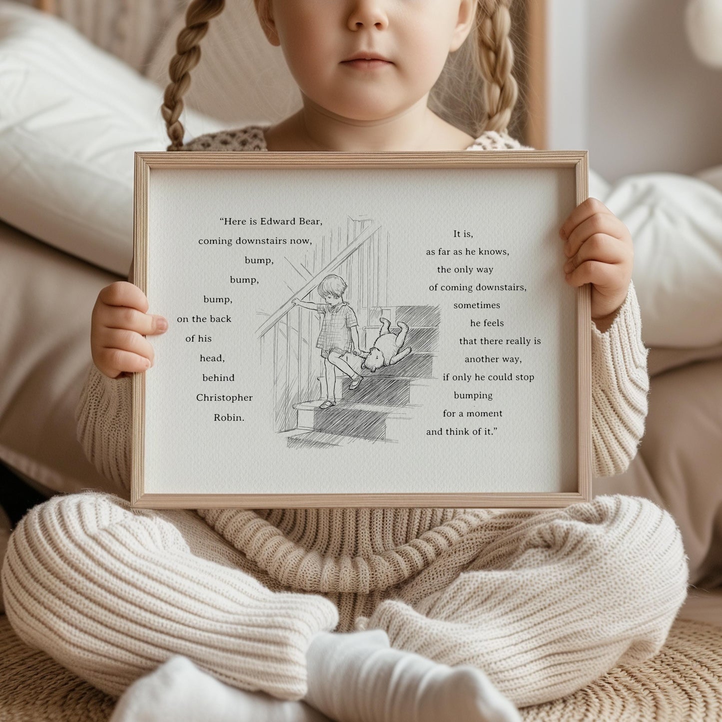 41 Winnie the Pooh Print: Edward Bear Quote, Vintage Style Horizontal  Illustration