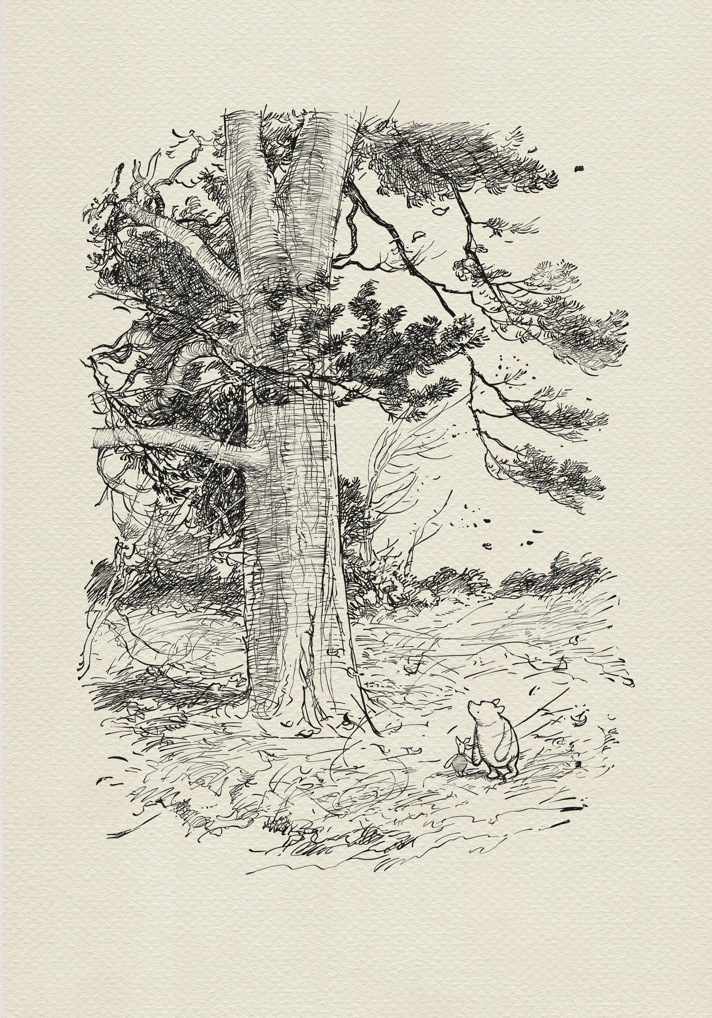 24 Winnie the Pooh Nursery Print: Piglet and Pooh, Vintage Style