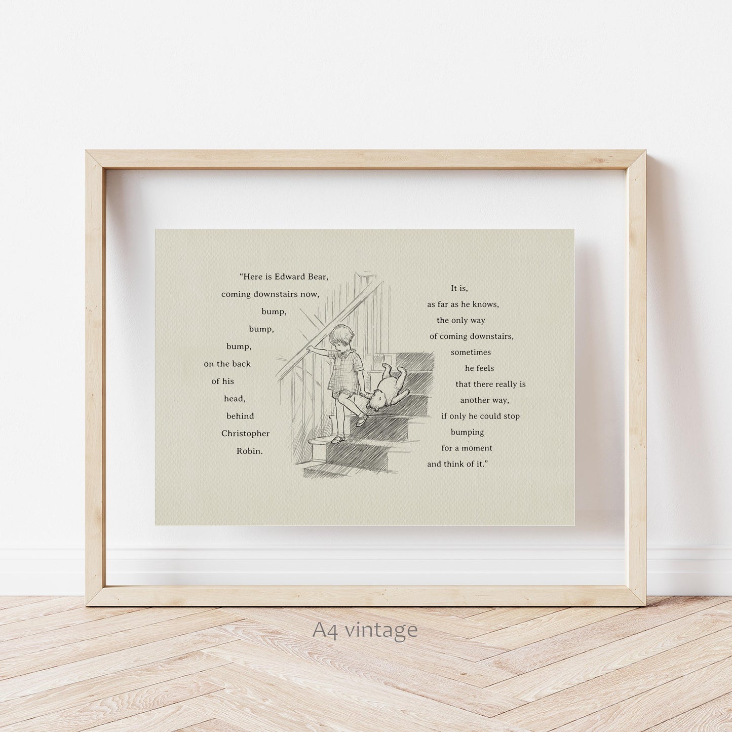 41 Winnie the Pooh Print: Edward Bear Quote, Vintage Style Horizontal  Illustration