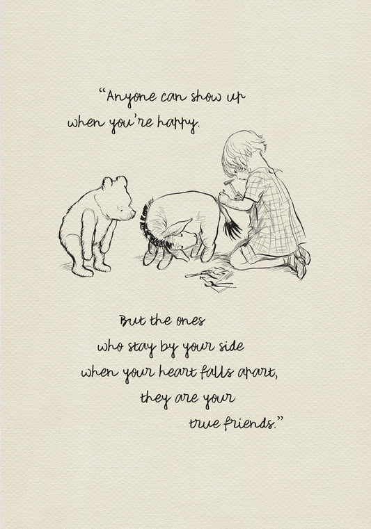 38 Winnie the Pooh Quote Print: Classic Friendship Illustration