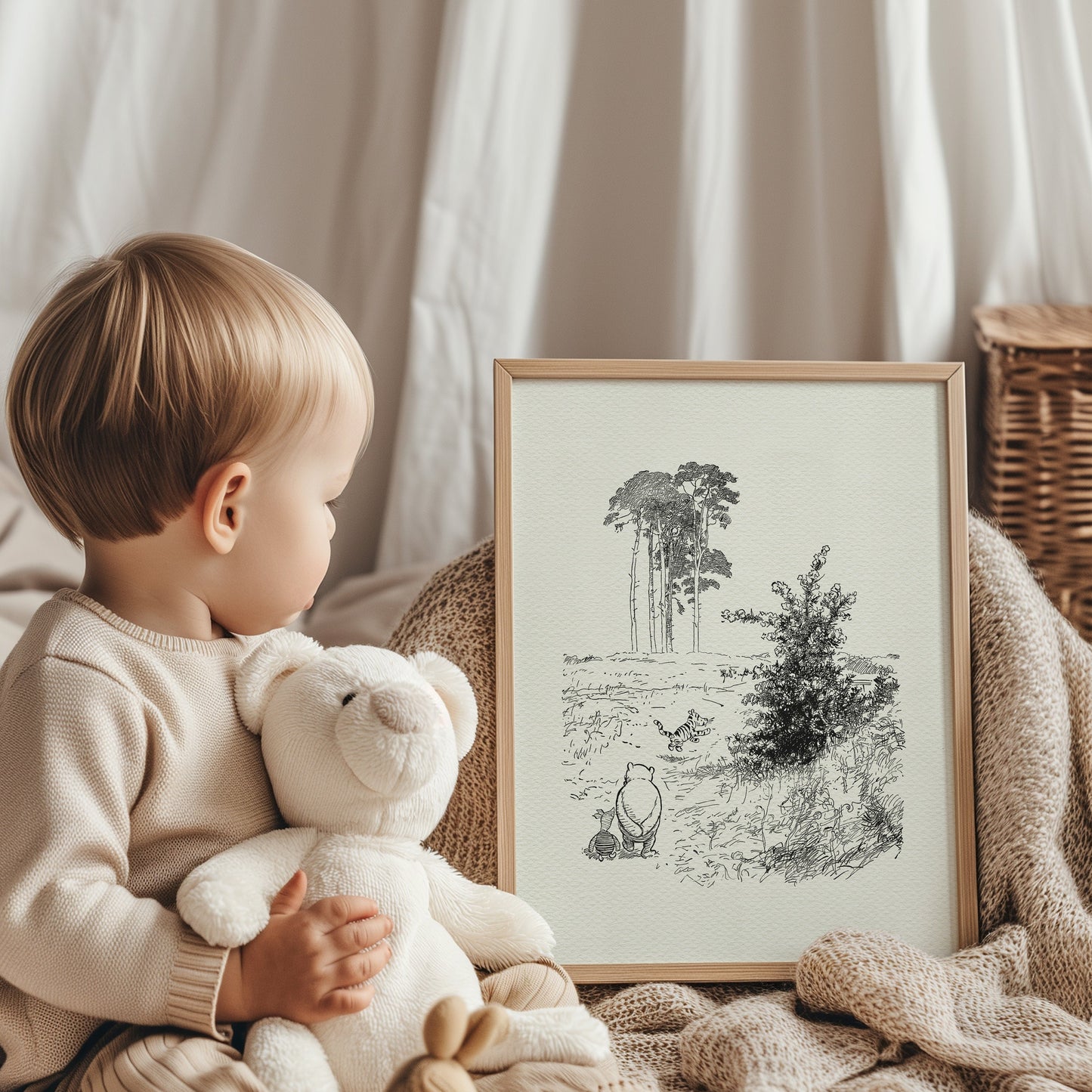19 Winnie the Pooh Print: Pooh, Piglet & Tigger, Vintage Book Illustration