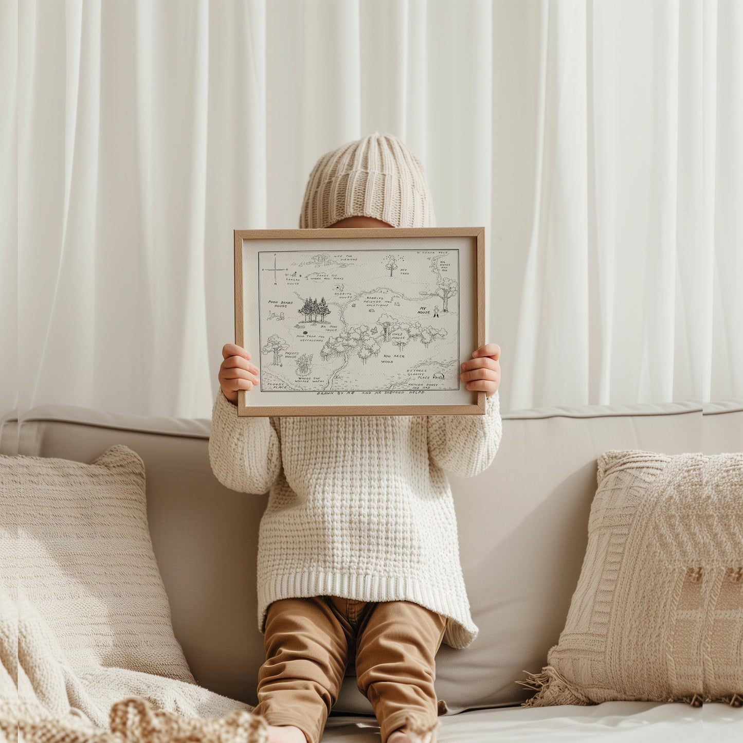 42 Winnie the Pooh - 100 Acre Wood Map Classic Vintage style Illustration print Aker map