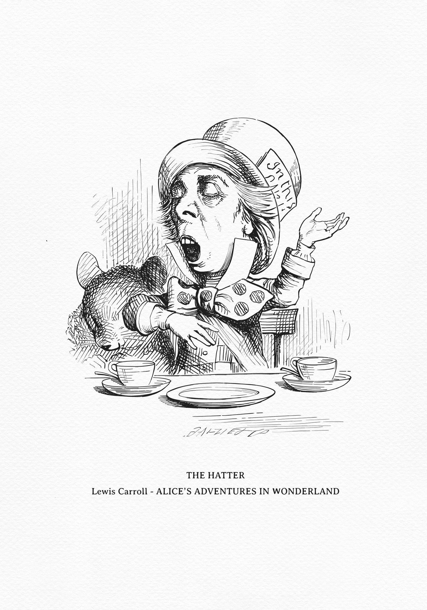 Alice in Wonderland Mad Hatter Print: John Tenniel Vintage Art
