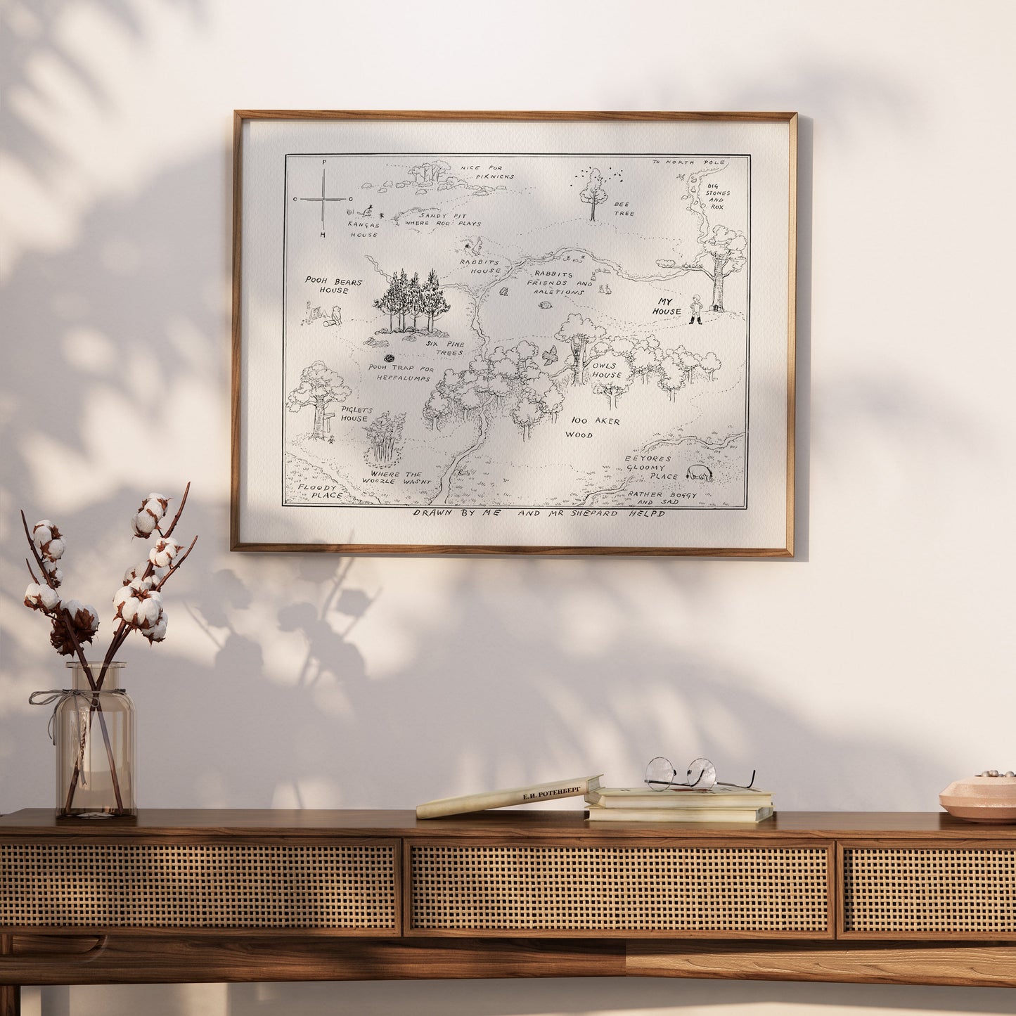 42 Winnie the Pooh - 100 Acre Wood Map Classic Vintage style Illustration print Aker map