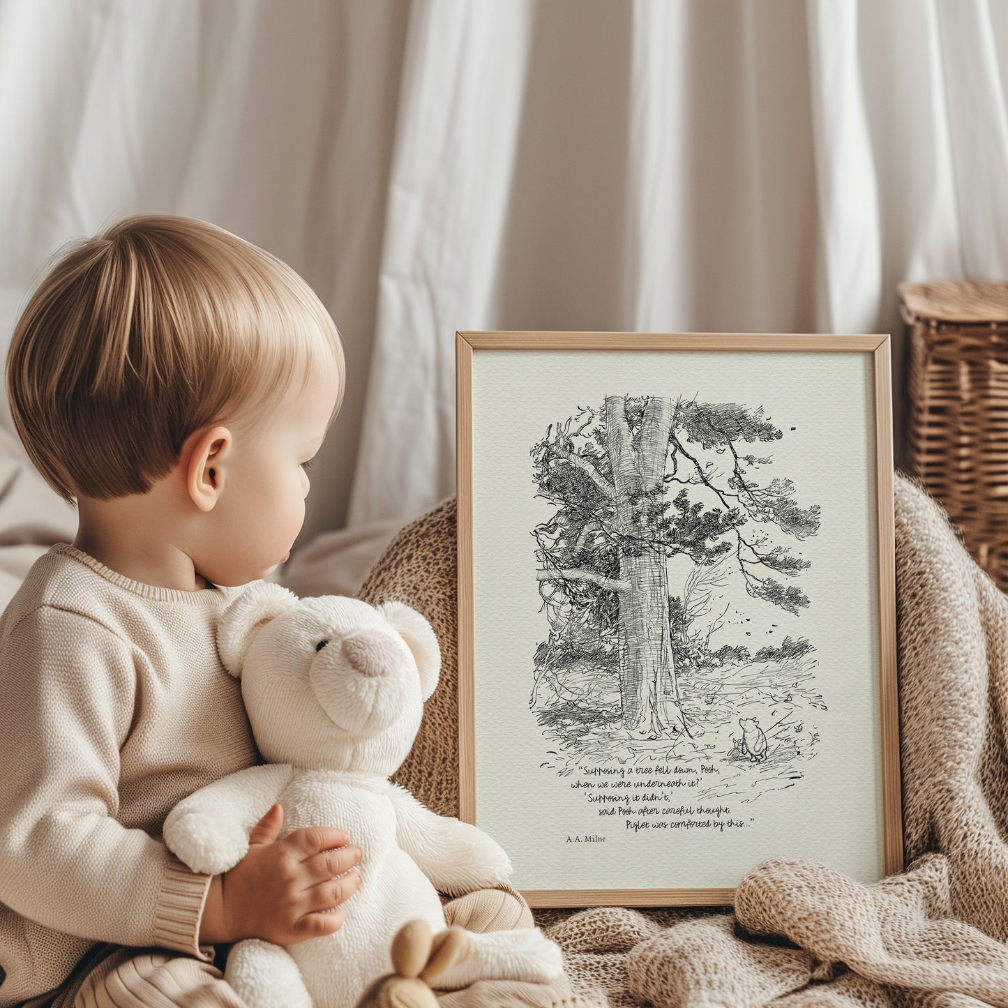 04 Supposing a tree fell down, Pooh - Pooh Quotes classic vintage style poster print