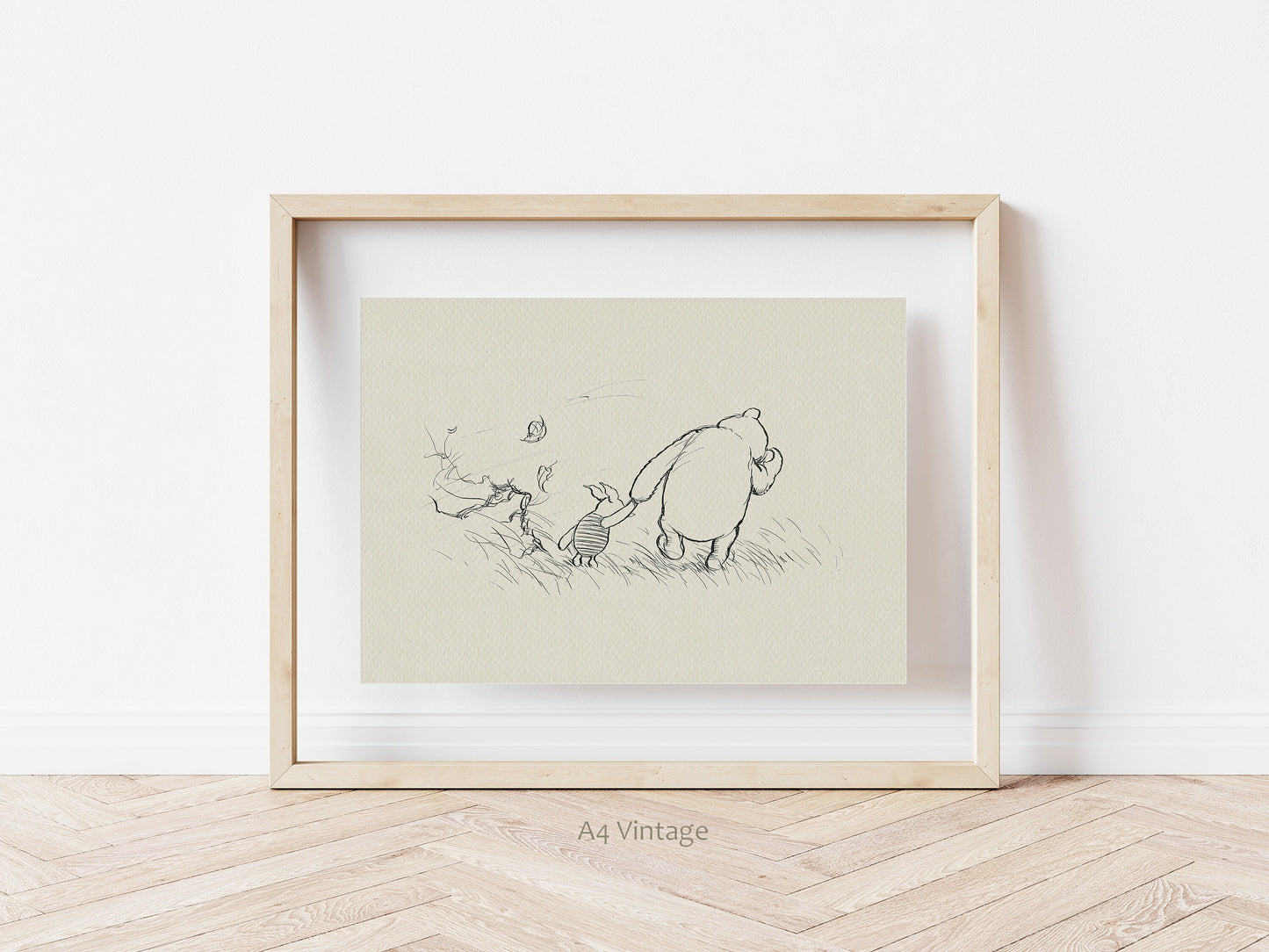 59 Very Happy Thursday - Piglet and Winnie the Pooh classic vintage style poster print