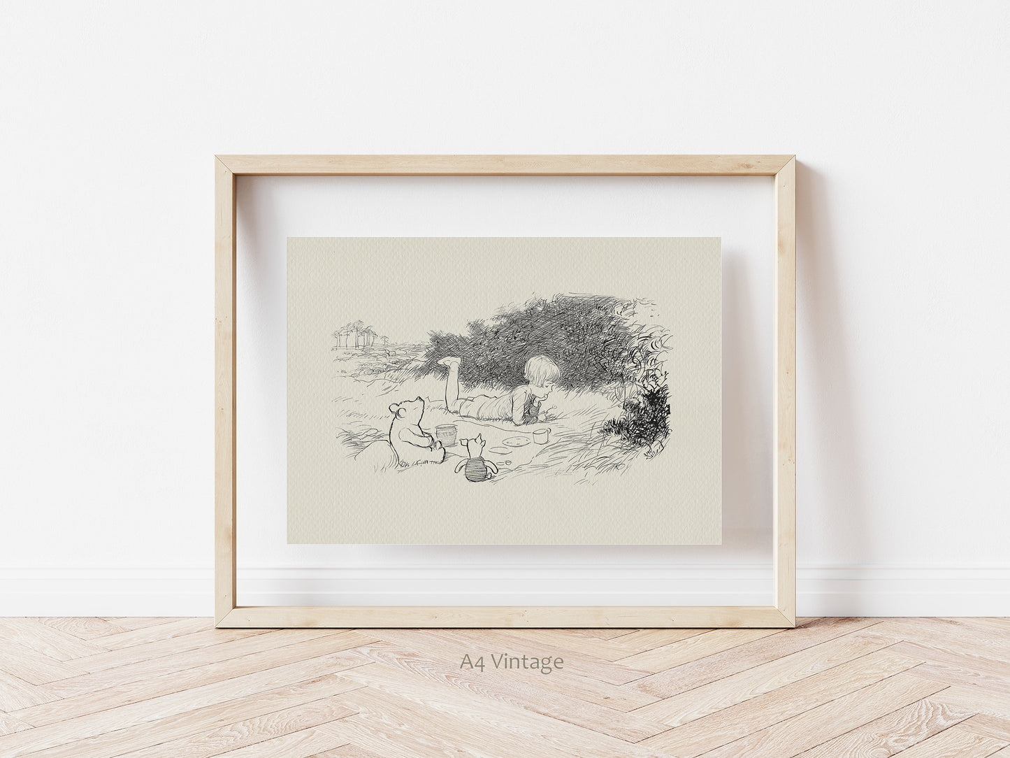 40 Winnie the Pooh Print: Heffalump, Piglet & Christopher Robin