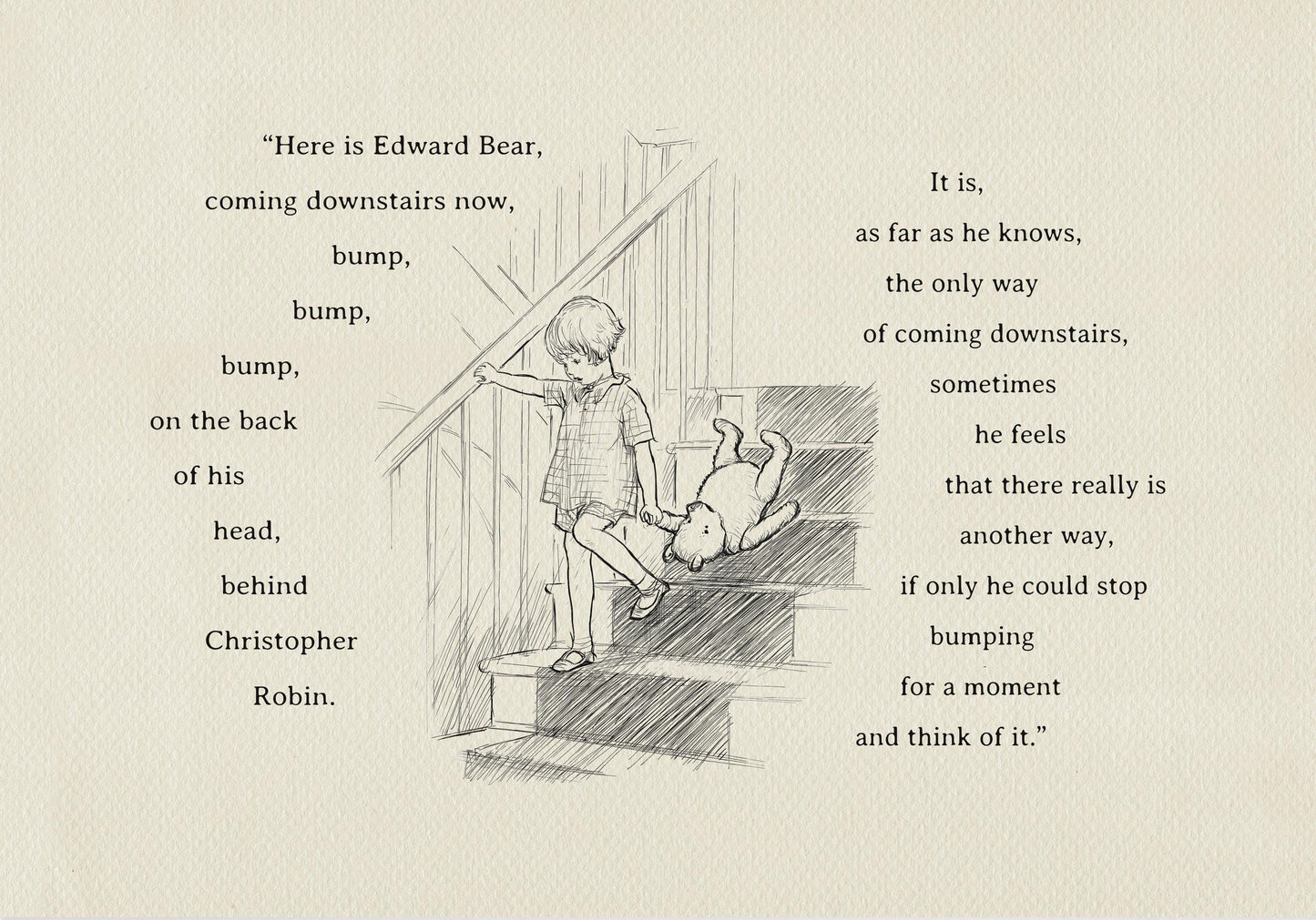 41 Winnie the Pooh Print: Edward Bear Quote, Vintage Style Horizontal  Illustration