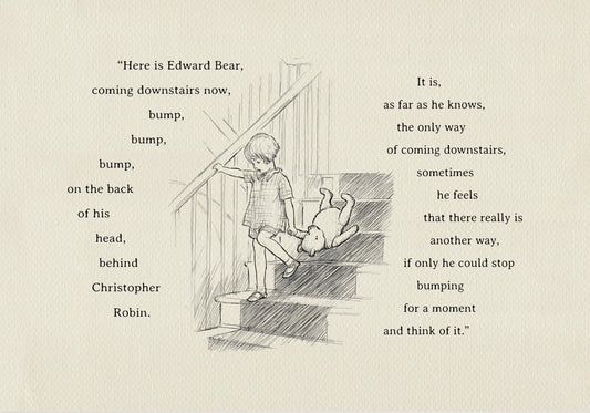 41 Winnie the Pooh Print: Edward Bear Quote, Vintage Style Horizontal  Illustration