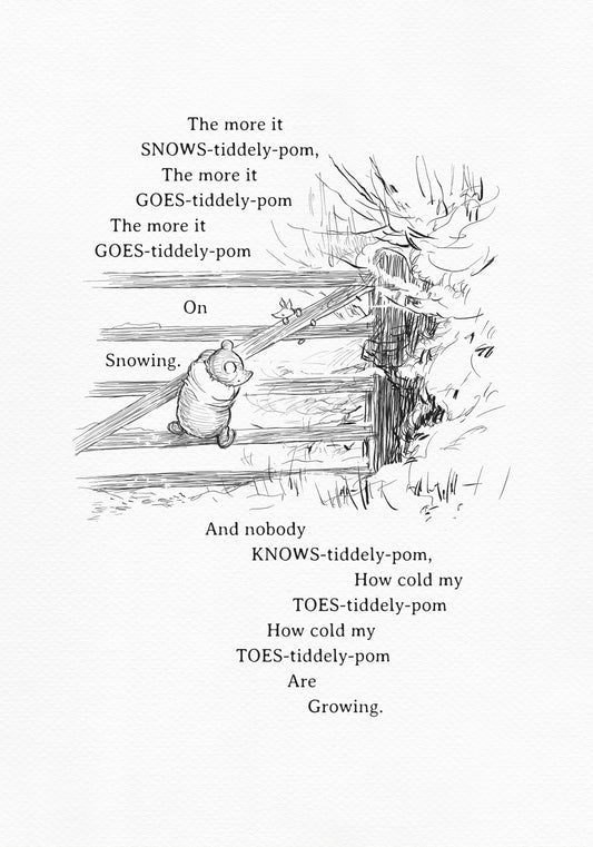 77. Winnie the Pooh Vintage Style Wall Art - Classic Snow Scene Illustration for Book Lovers, Kids’ Room Decor, Gift for Pooh Enthusiasts