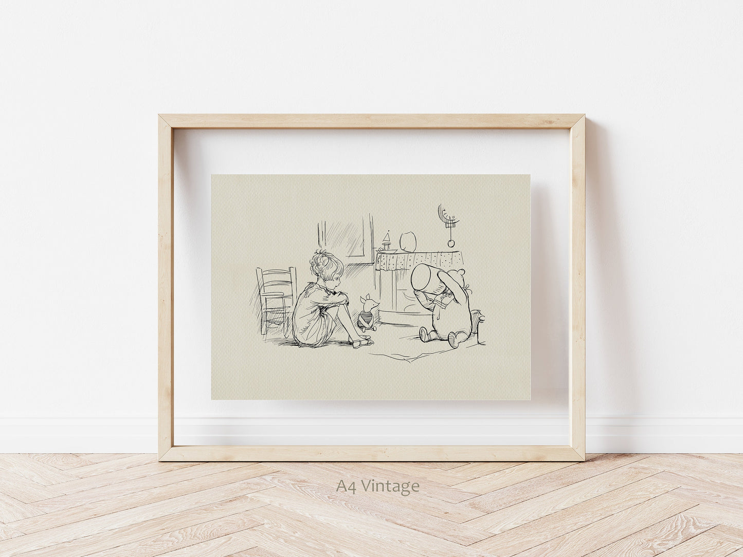 60 Waiting for the Tigger  - Winnie the Pooh classic vintage style poster print