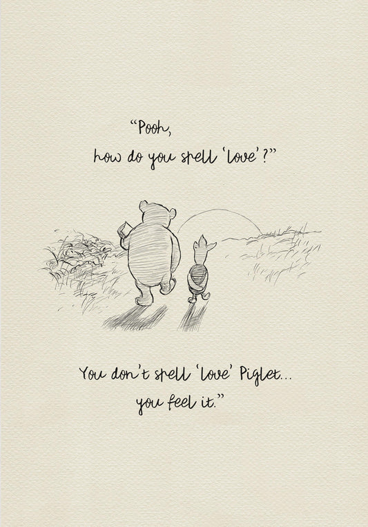 15 Winnie the Pooh 'How Do You Spell Love' Quote Poster