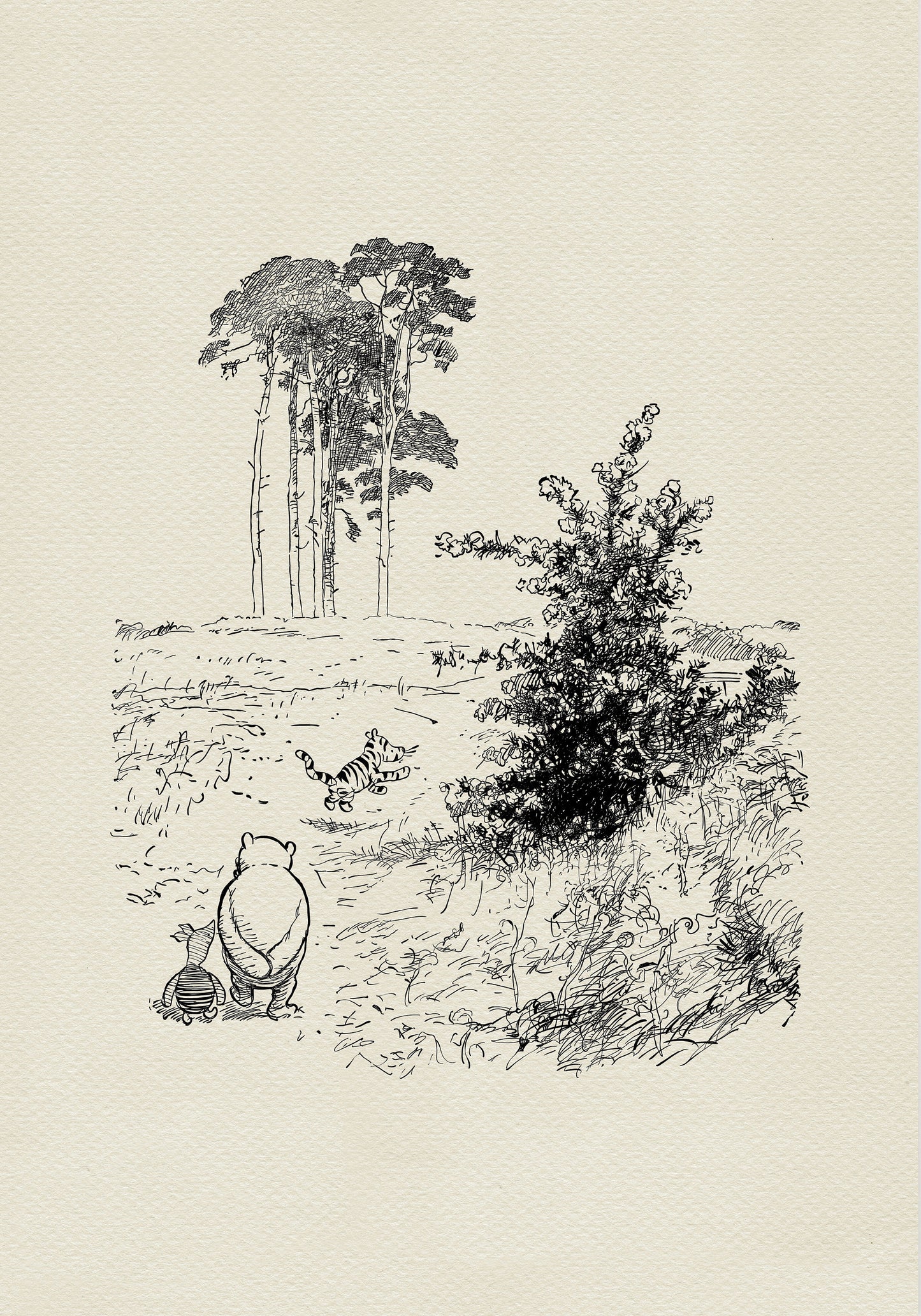 19 Winnie the Pooh Print: Pooh, Piglet & Tigger, Vintage Book Illustration