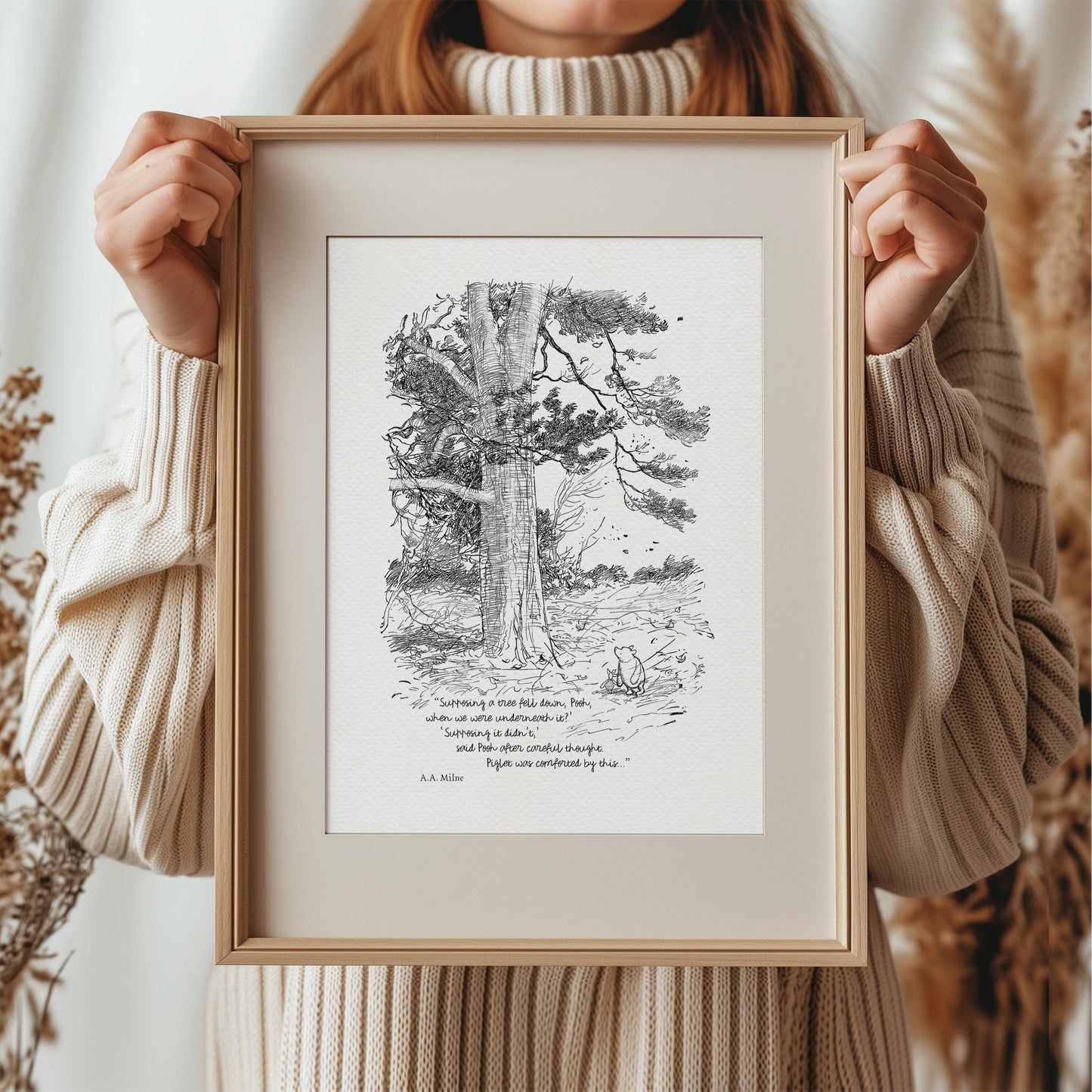 04 Supposing a tree fell down, Pooh - Pooh Quotes classic vintage style poster print