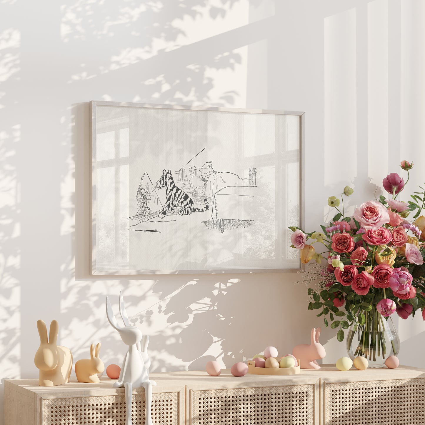 Tigger & Winnie the Pooh Print: Classic Nursery Horizontal Art