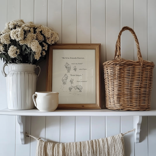 Winnie the Pooh Print with Quote: Friend's Vintage Decor