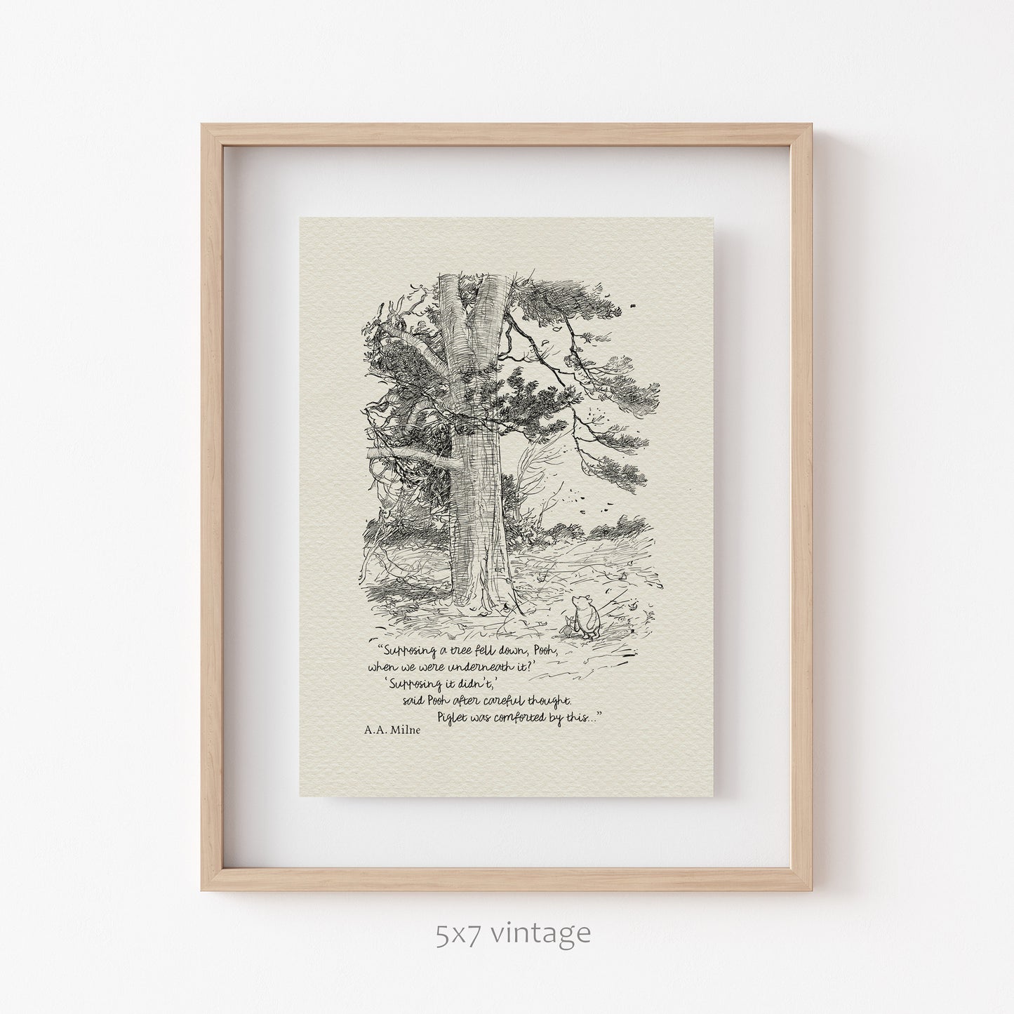 04 Supposing a tree fell down, Pooh - Pooh Quotes classic vintage style poster print
