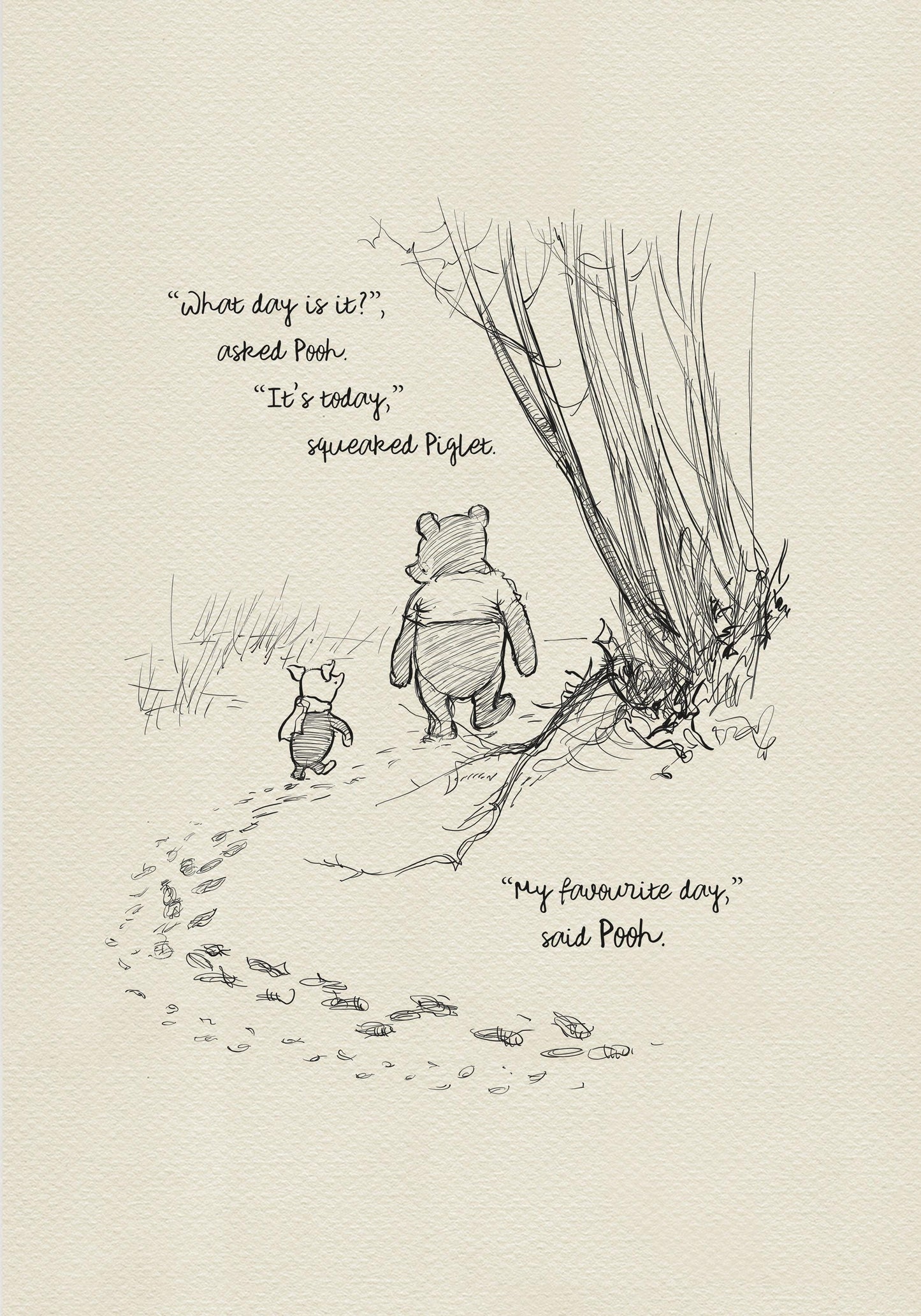 13 Winnie the Pooh Quote Print: Vintage Style Illustration