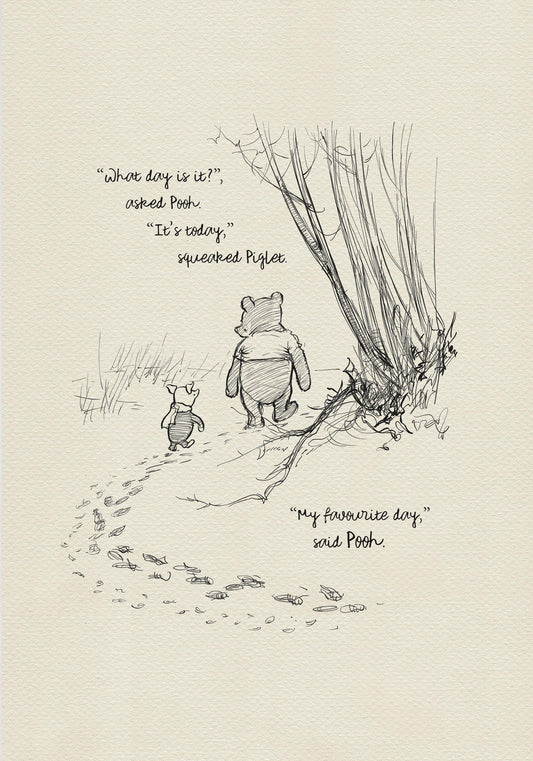 13 Winnie the Pooh Quote Print: Vintage Style Illustration