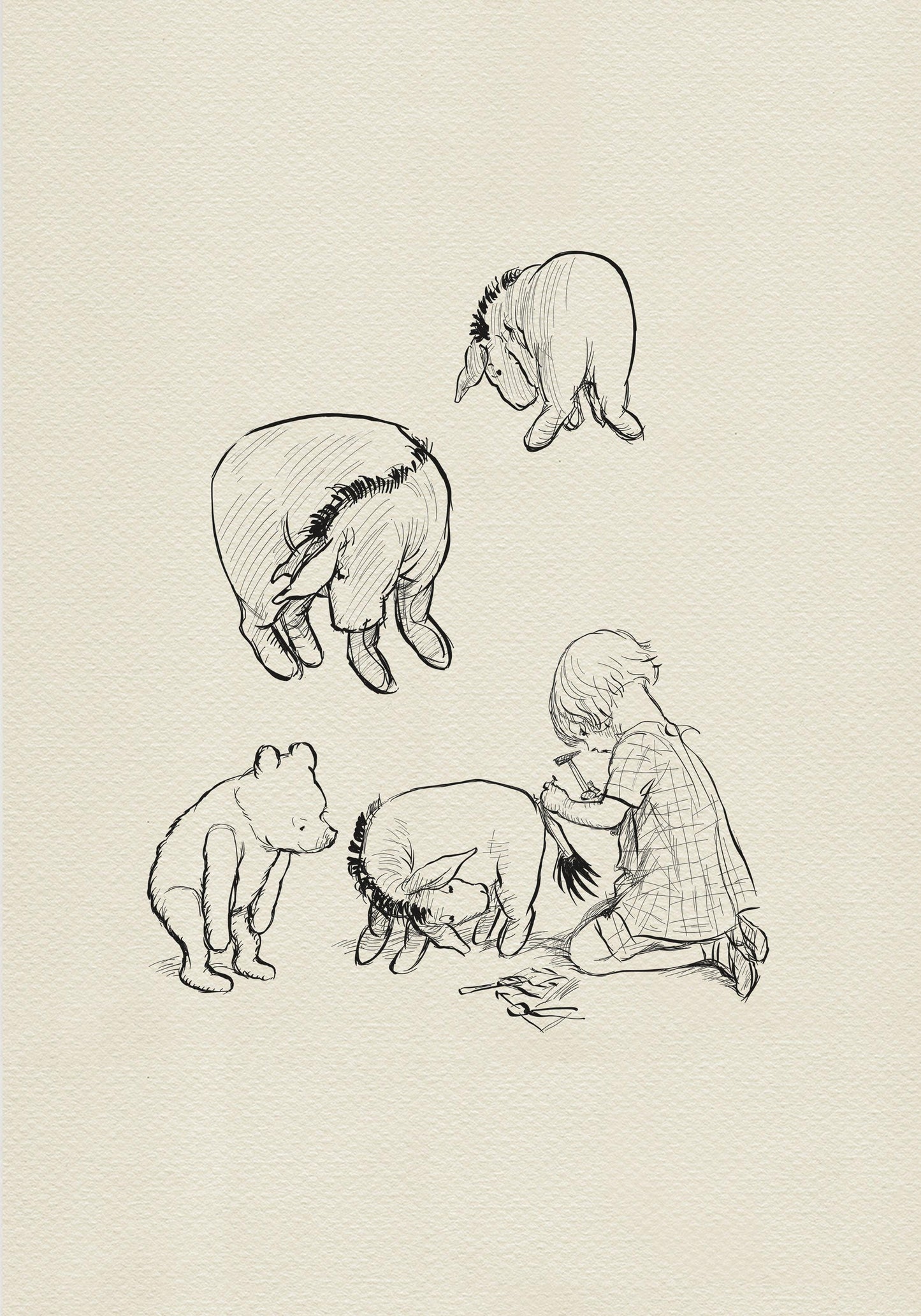 50 Eeyore's Tale - Winnie the Pooh Eeyore Christopher Robin - classic vintage style poster print