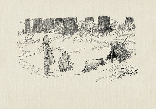 57 That's the way to build a house - Winnie the Pooh classic vintage style poster print
