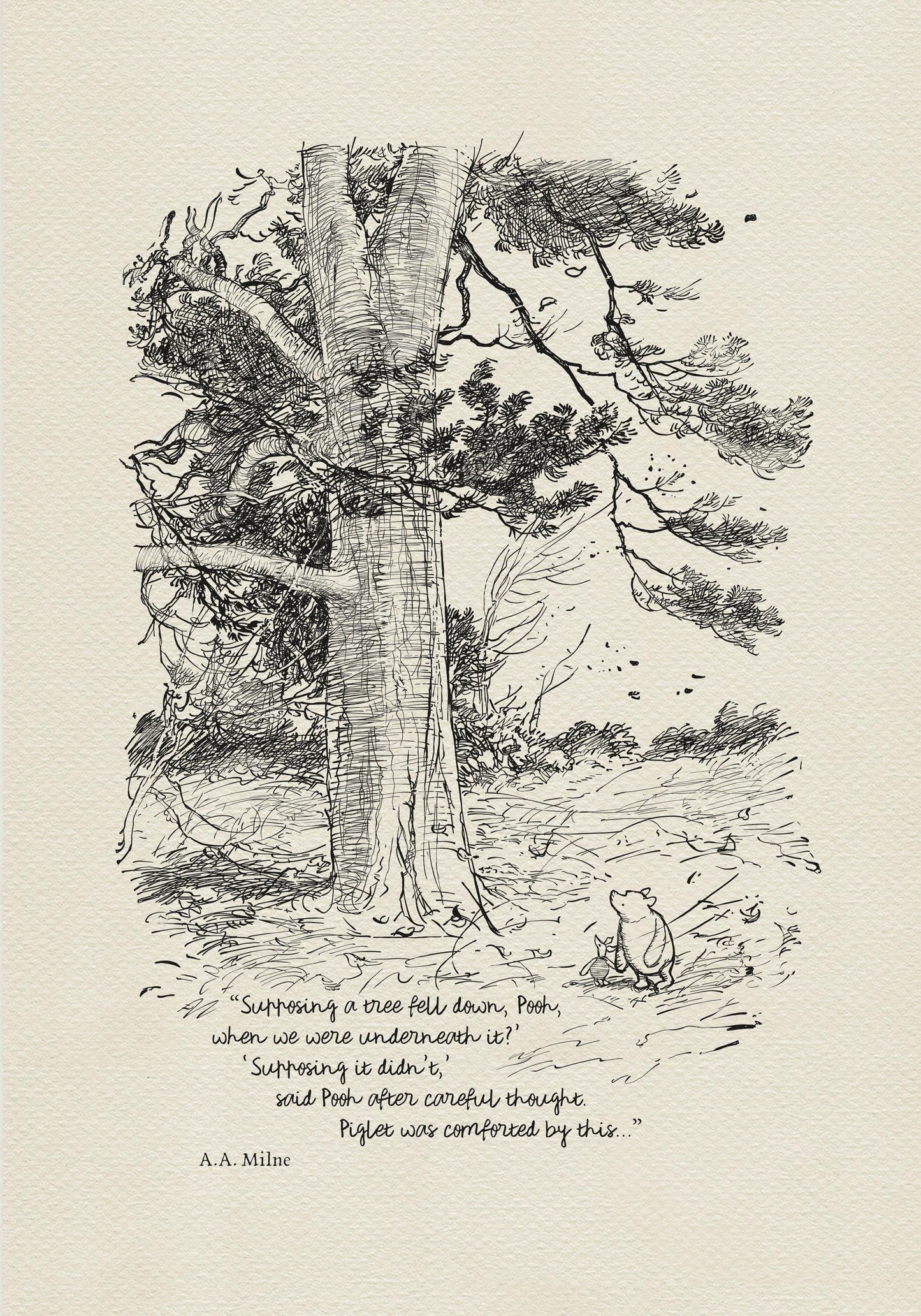 04 Supposing a tree fell down, Pooh - Pooh Quotes classic vintage style poster print