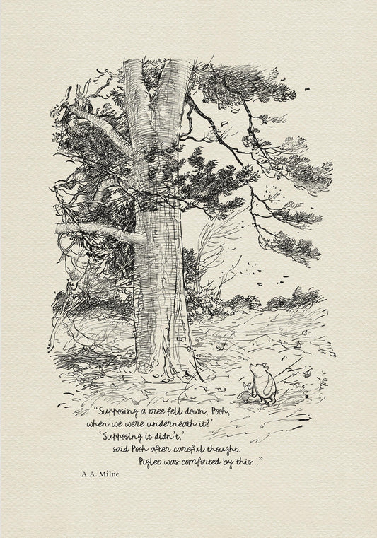 04 Supposing a tree fell down, Pooh - Pooh Quotes classic vintage style poster print