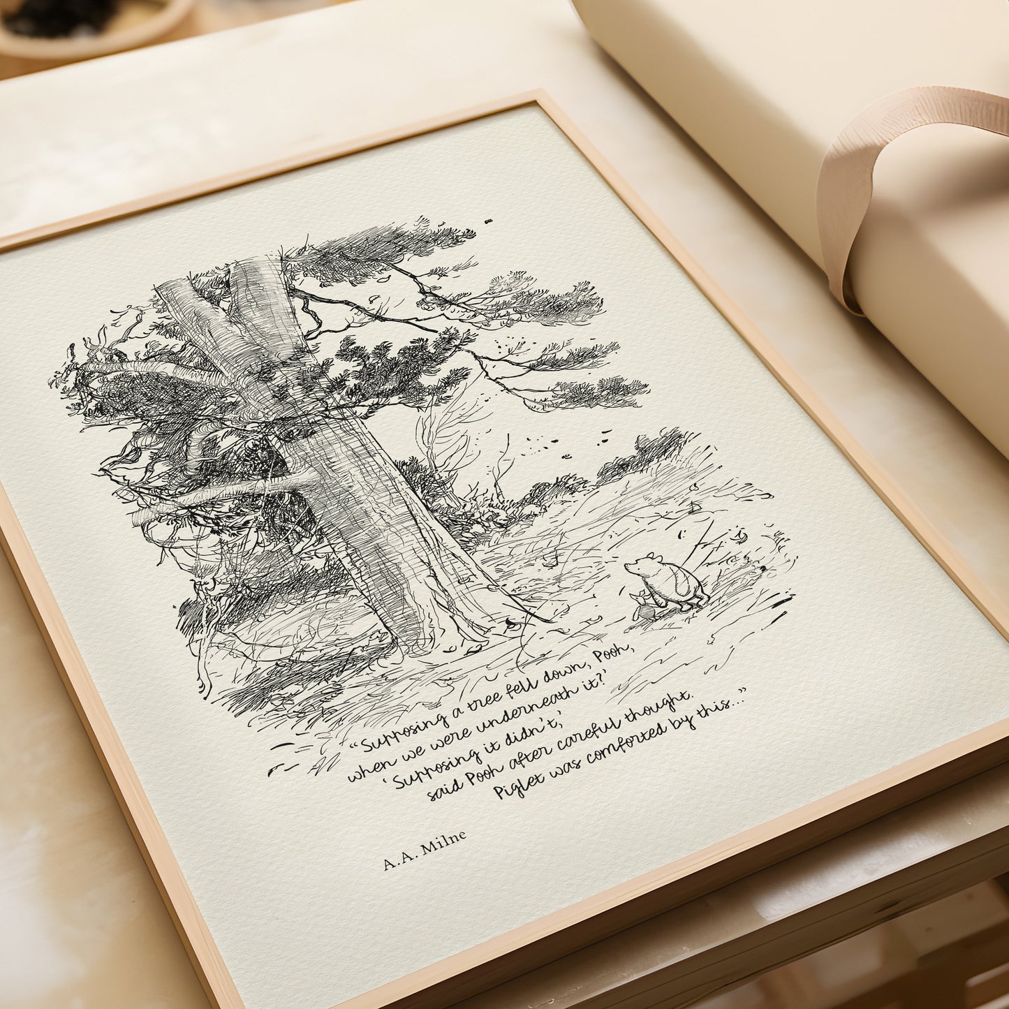04 Supposing a tree fell down, Pooh - Pooh Quotes classic vintage style poster print