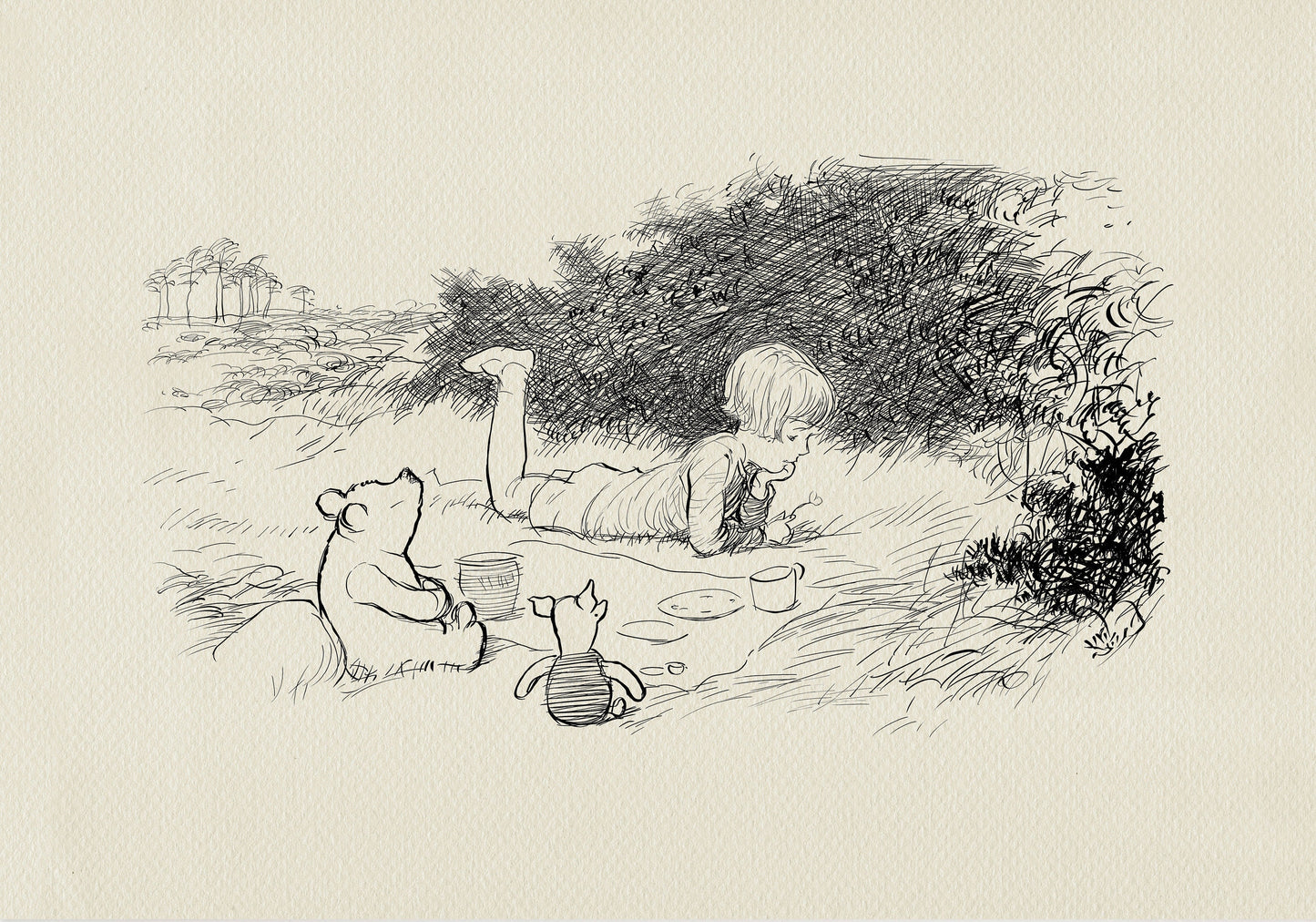 40 Winnie the Pooh Print: Heffalump, Piglet & Christopher Robin