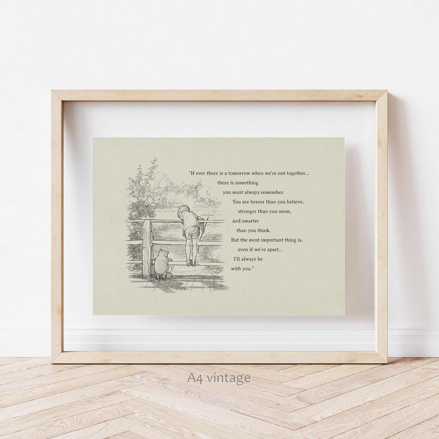 39 Winnie the Pooh Quote Print:  Vintage Style Horizontal Illustration