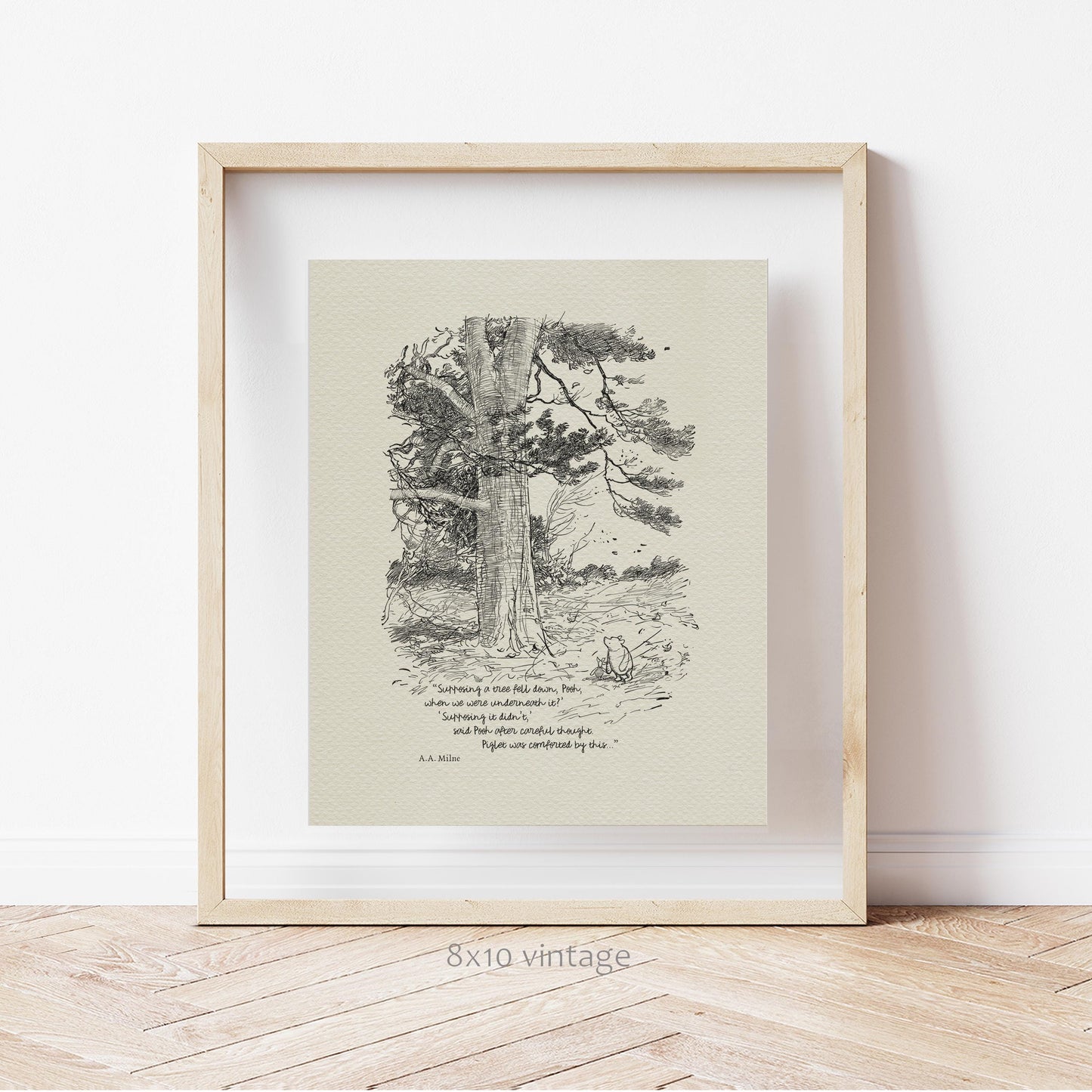 04 Supposing a tree fell down, Pooh - Pooh Quotes classic vintage style poster print