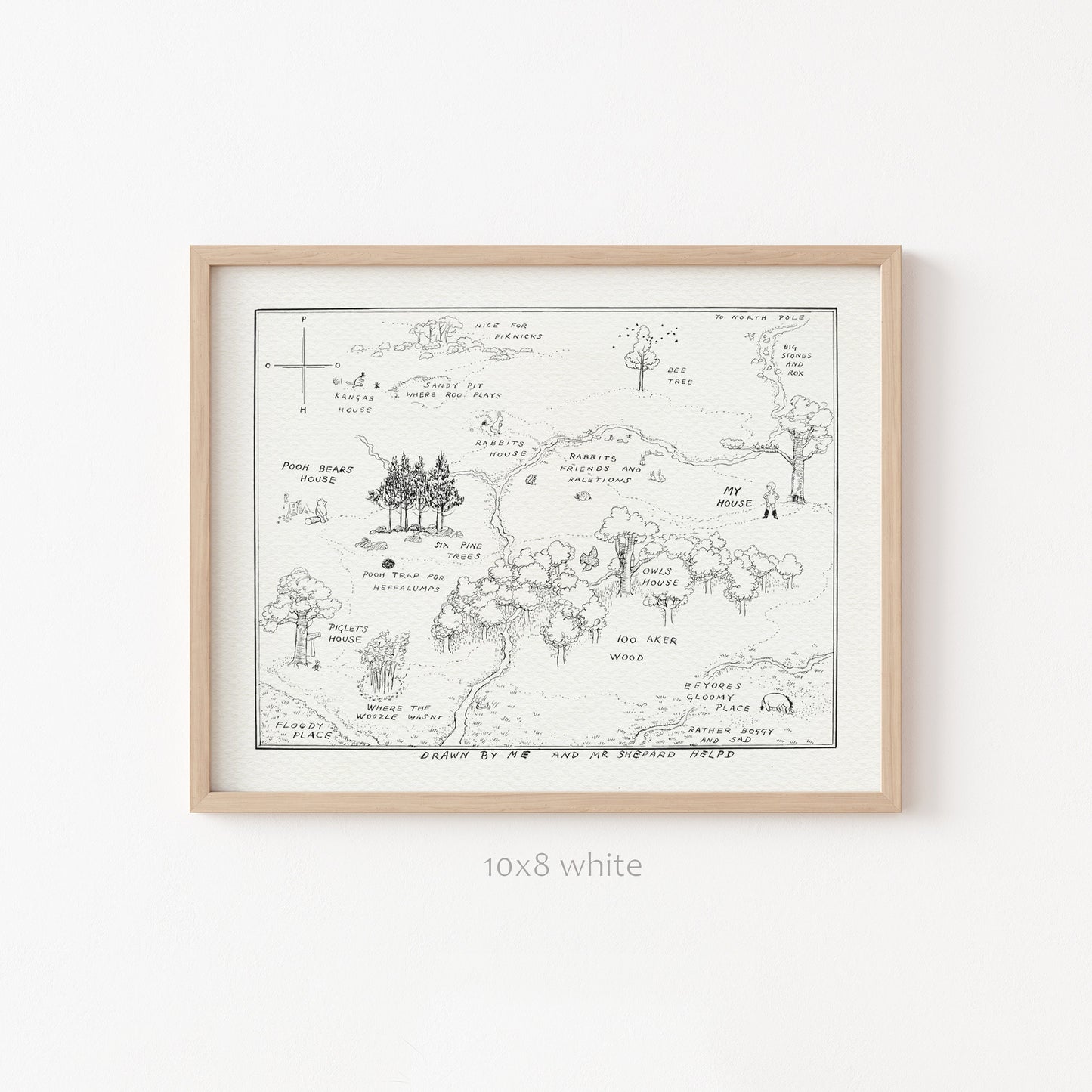 42 Winnie the Pooh - 100 Acre Wood Map Classic Vintage style Illustration print Aker map