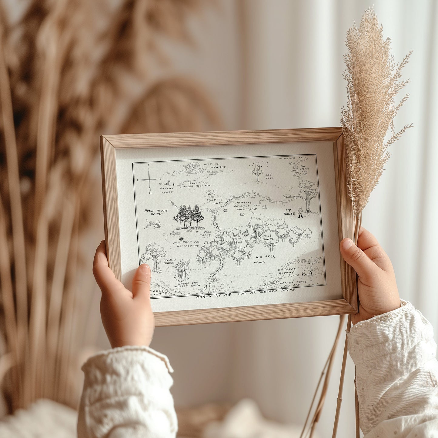 42 Winnie the Pooh - 100 Acre Wood Map Classic Vintage style Illustration print Aker map