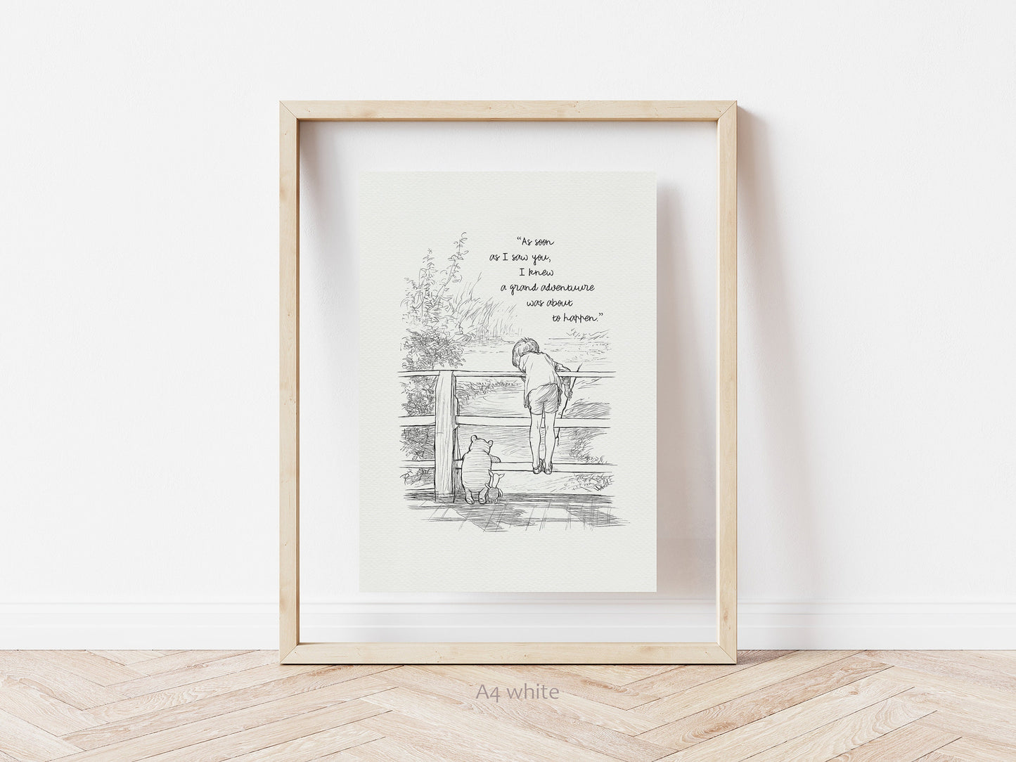 35 Winnie the Pooh Quote Print: Vintage Poohsticks Illustration