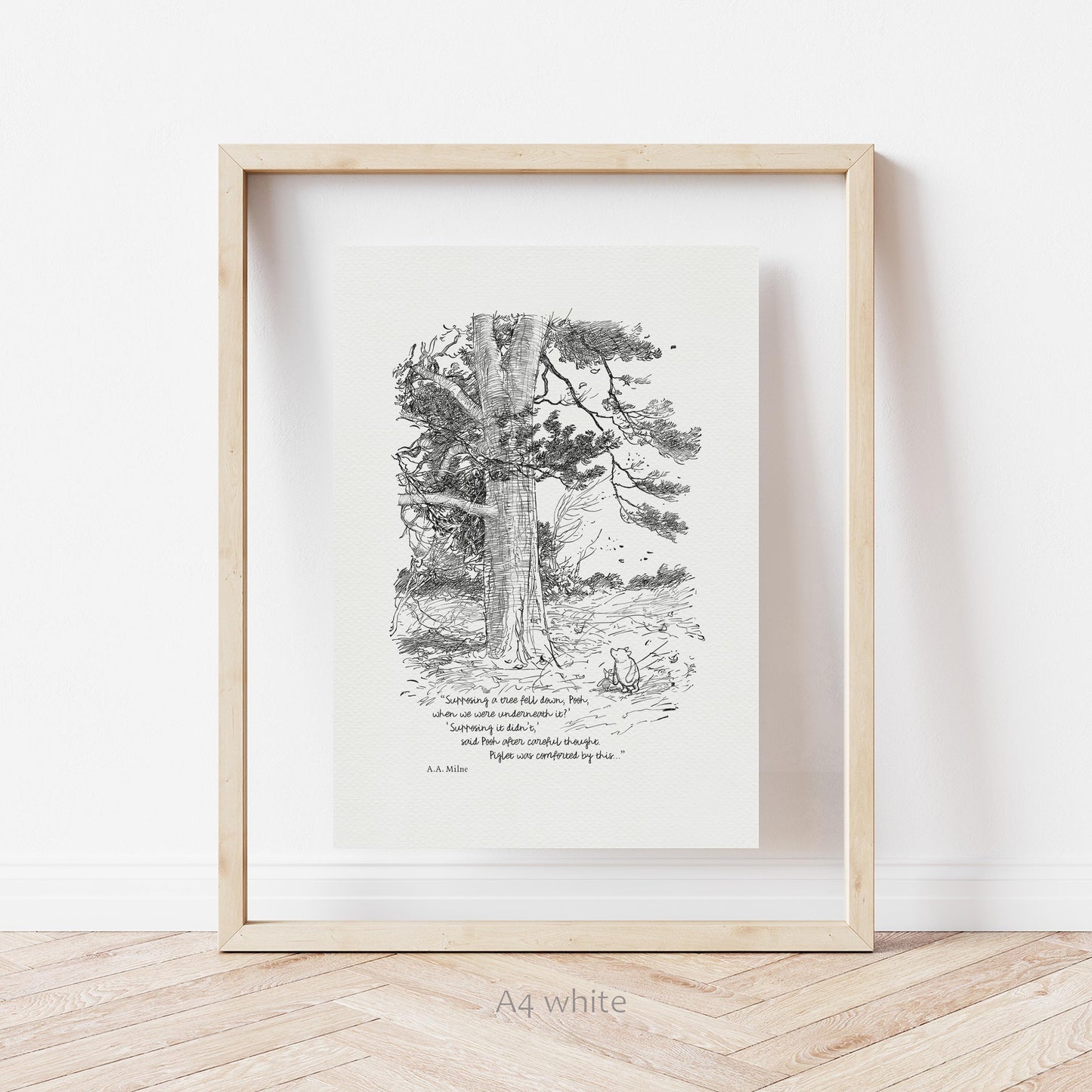 04 Supposing a tree fell down, Pooh - Pooh Quotes classic vintage style poster print