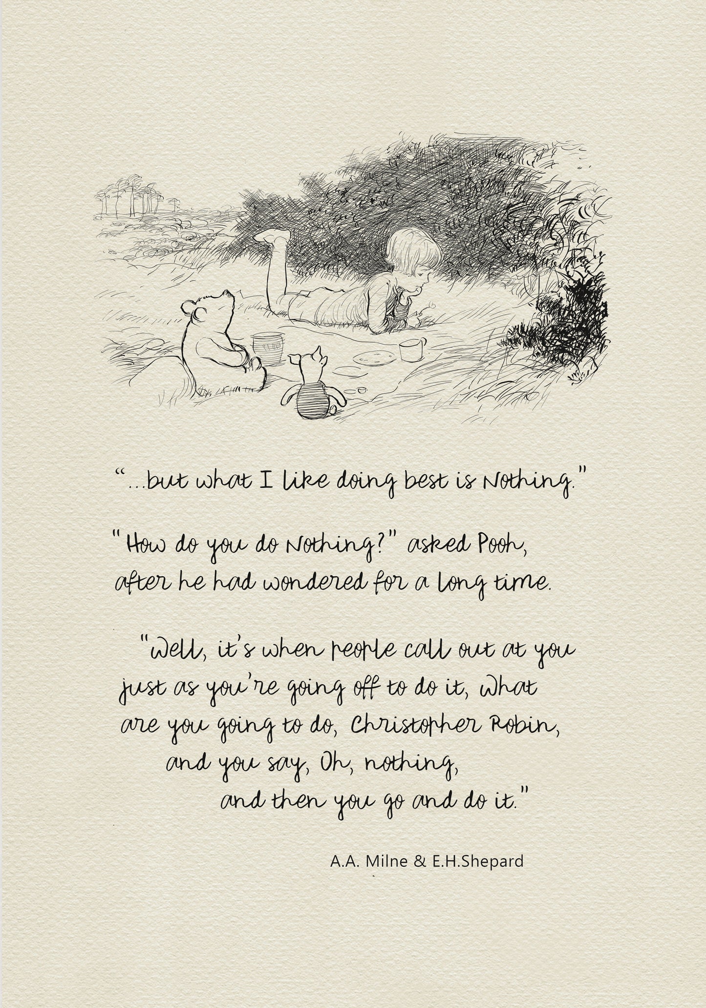 Winnie the Pooh Quote Poster: Vintage Style Nursery Art Print