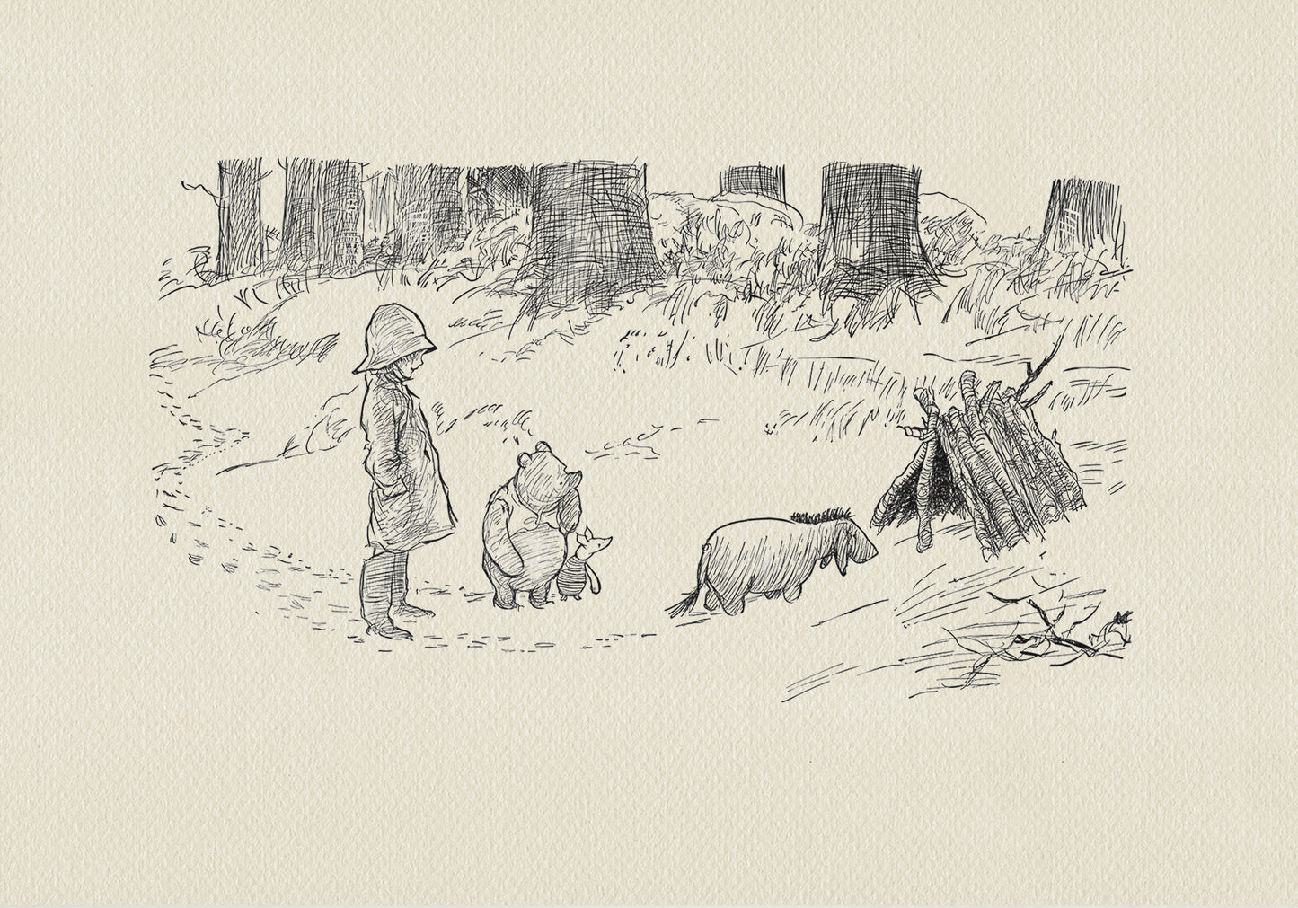 Winnie the Pooh Print: Eeyore Classic Nursery Landscape Art Decor