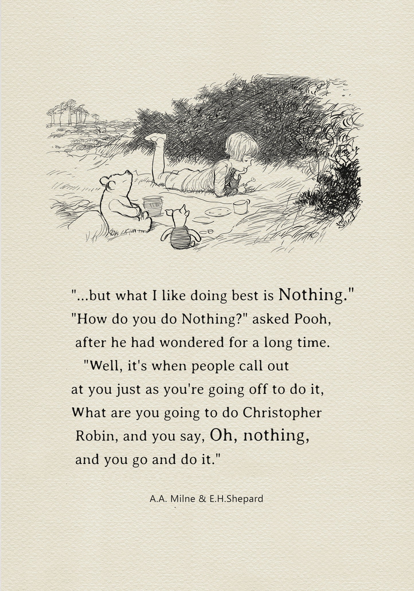 Winnie the Pooh Quote Poster: Vintage Style Nursery Art Print