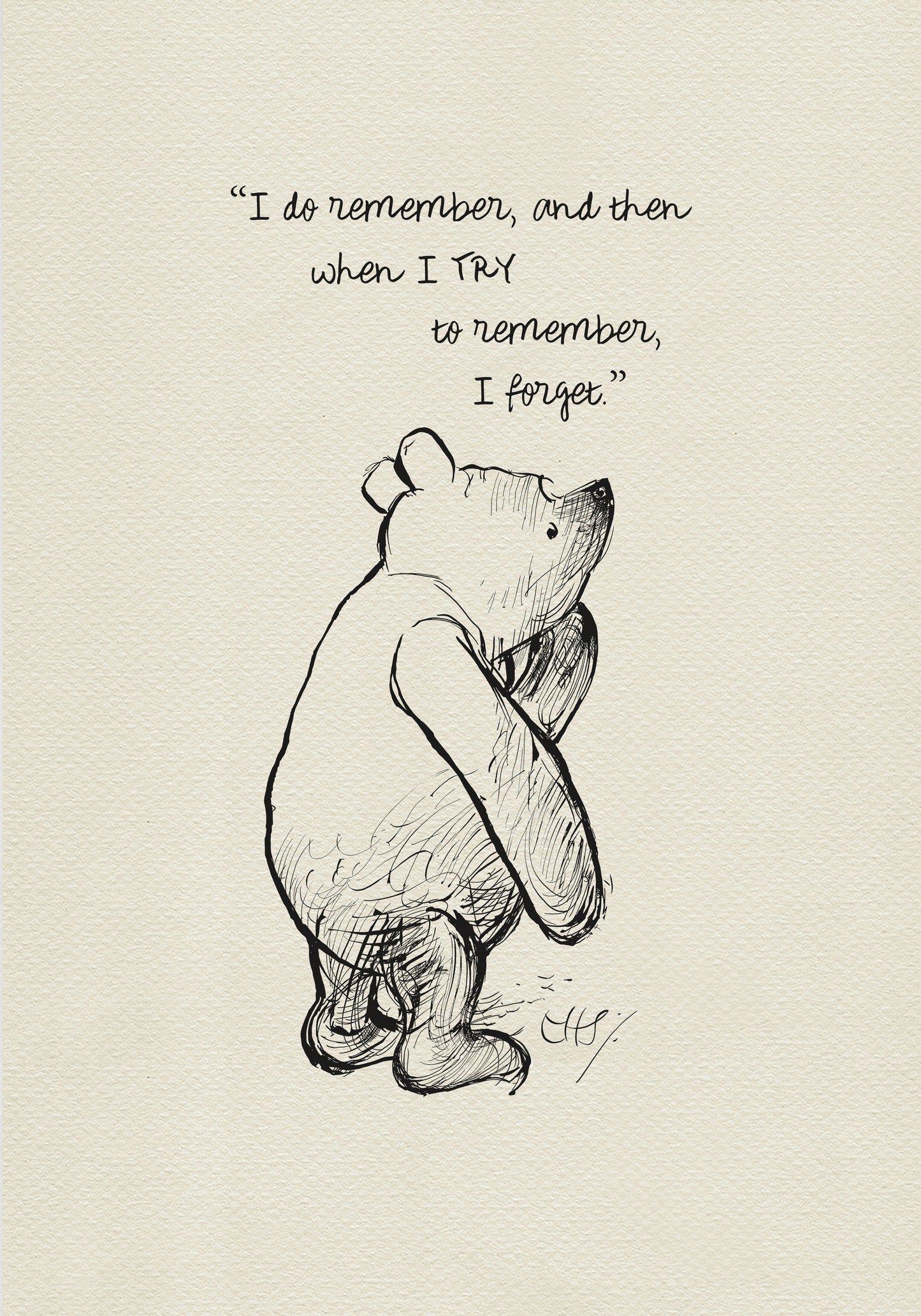 Winnie the Pooh Quote Print: Classic Nursery Art Illustration