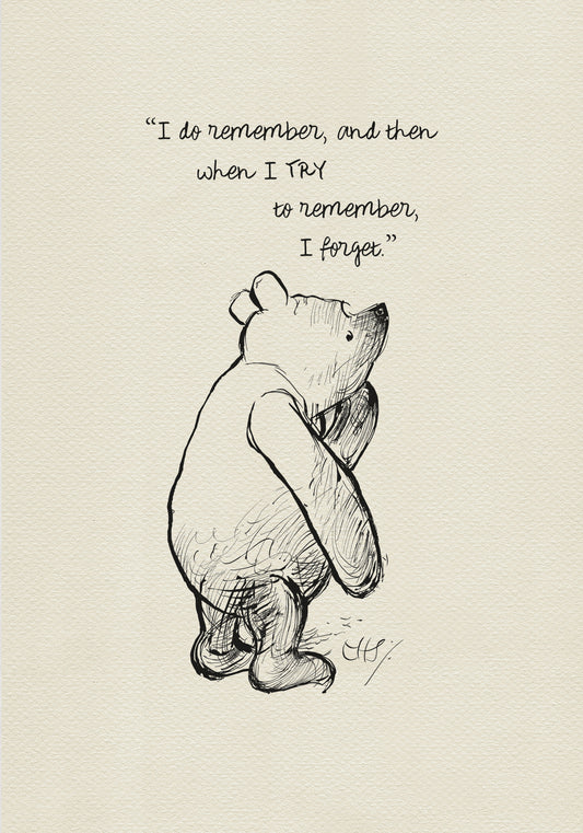 Winnie the Pooh Quote Print: Classic Nursery Art Illustration