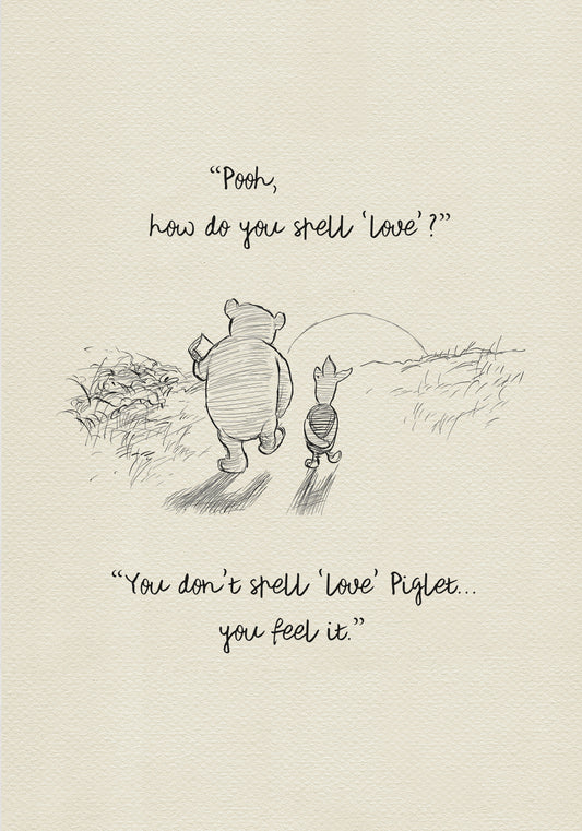 Winnie the Pooh 'How Do You Spell Love' Quote Poster