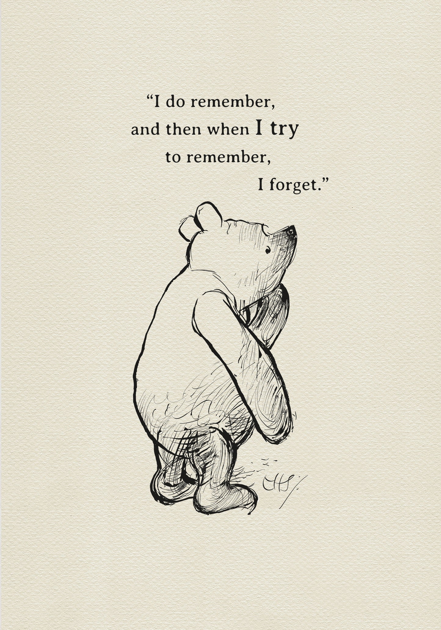 Winnie the Pooh Quote Print: Classic Nursery Art Illustration