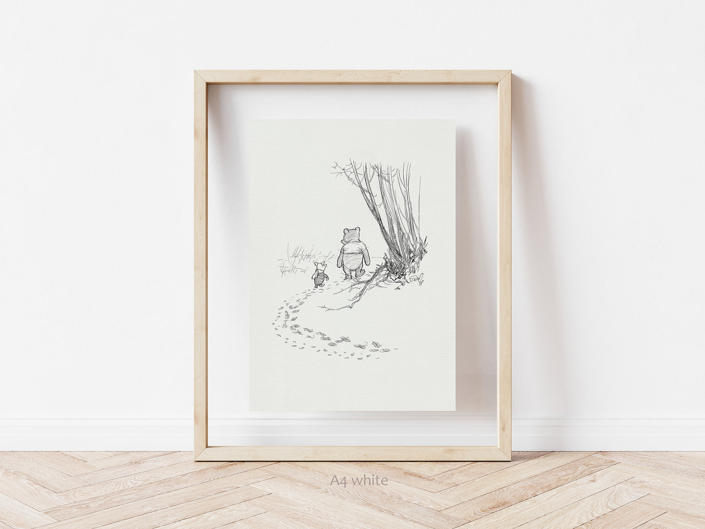 46 Pooh and Piglet go hunting - Winnie the Pooh classic vintage style poster print