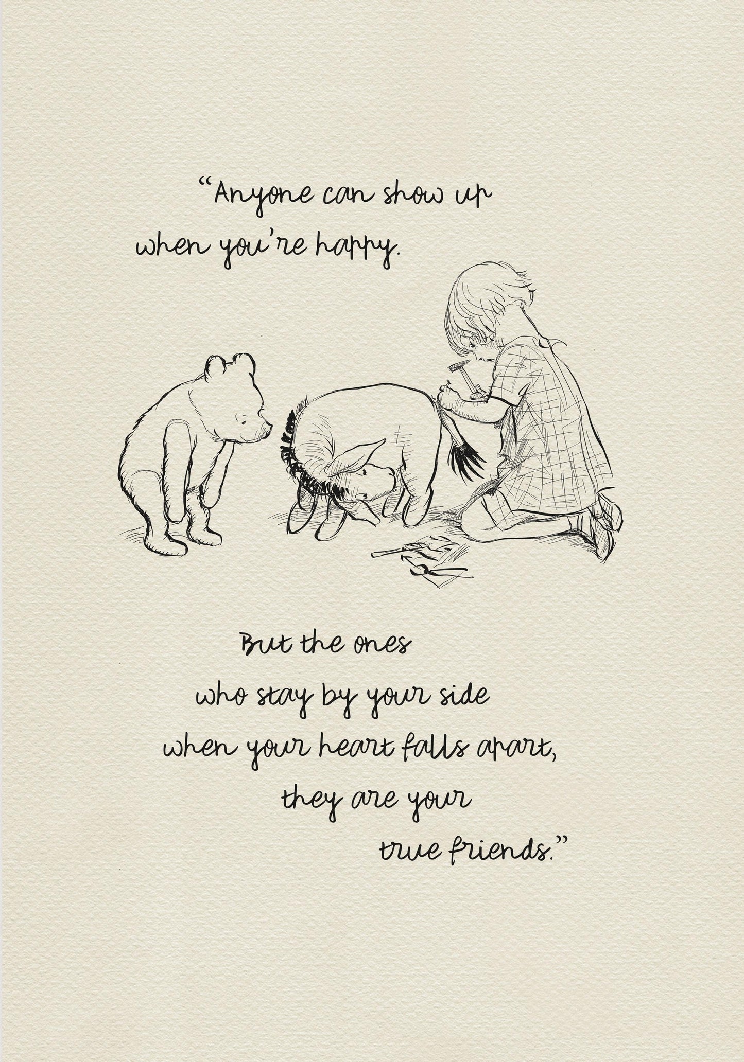 38 Winnie the Pooh Quote Print: Classic Friendship Illustration