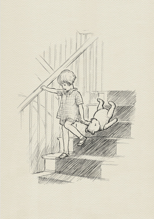 Winnie the Pooh Poster: Christopher Robin Vintage Style Print
