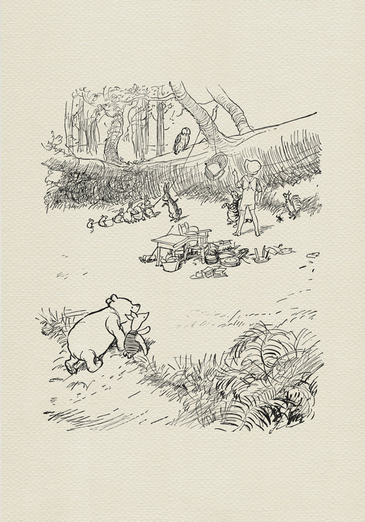 Winnie the Pooh Print: House at Pooh Corner Vintage Illustration
