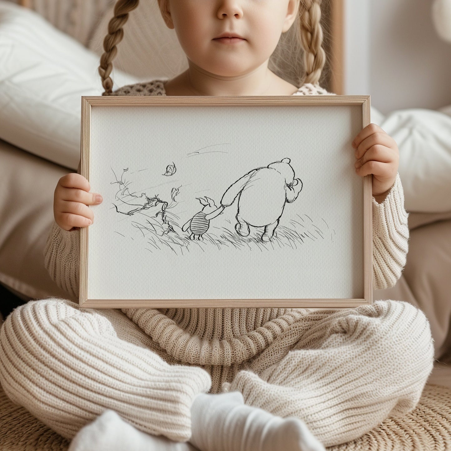 59 Very Happy Thursday - Piglet and Winnie the Pooh classic vintage style poster print