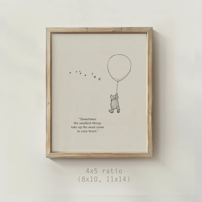 Classic Winnie the Pooh Wall Art Vintage Style Quote Print Gift for Nursery