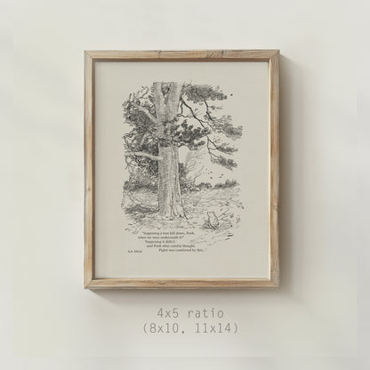 Black & White Winnie the Pooh Piglet Print with Quote, Vintage Style Wall Art , Ideal Gift for Book Lovers